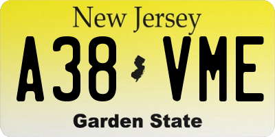 NJ license plate A38VME