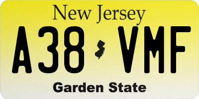 NJ license plate A38VMF