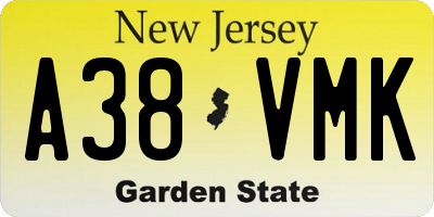 NJ license plate A38VMK