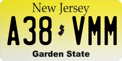 NJ license plate A38VMM