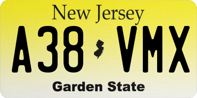 NJ license plate A38VMX