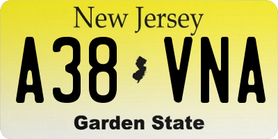 NJ license plate A38VNA