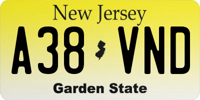 NJ license plate A38VND