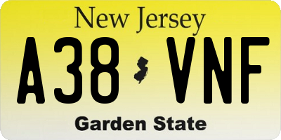 NJ license plate A38VNF