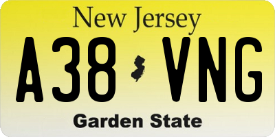 NJ license plate A38VNG