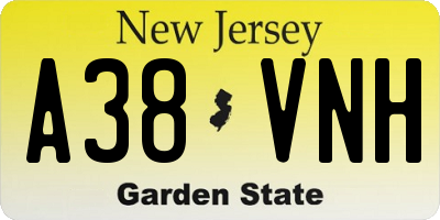 NJ license plate A38VNH