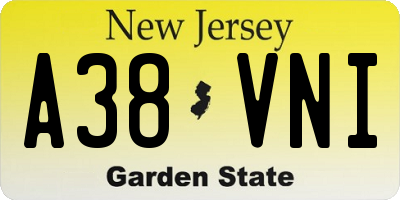 NJ license plate A38VNI