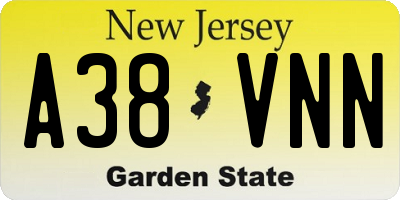 NJ license plate A38VNN
