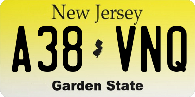 NJ license plate A38VNQ