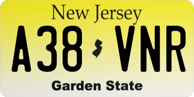 NJ license plate A38VNR