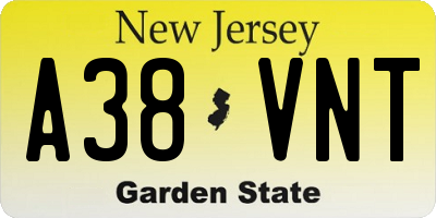NJ license plate A38VNT