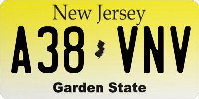 NJ license plate A38VNV