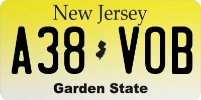 NJ license plate A38VOB