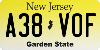 NJ license plate A38VOF