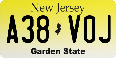 NJ license plate A38VOJ