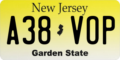 NJ license plate A38VOP