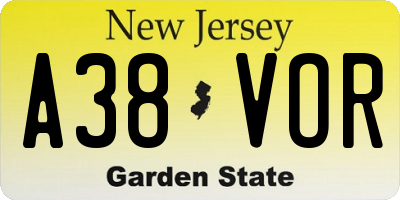 NJ license plate A38VOR