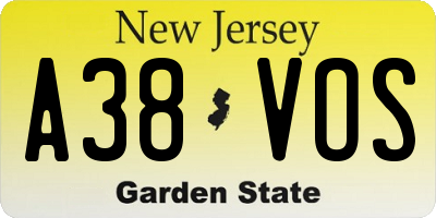 NJ license plate A38VOS