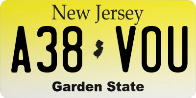 NJ license plate A38VOU