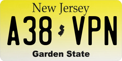 NJ license plate A38VPN