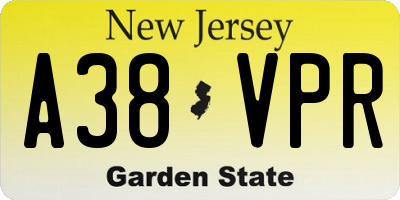 NJ license plate A38VPR
