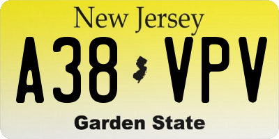 NJ license plate A38VPV