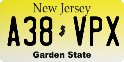 NJ license plate A38VPX