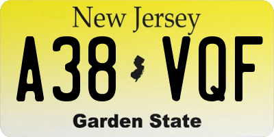 NJ license plate A38VQF