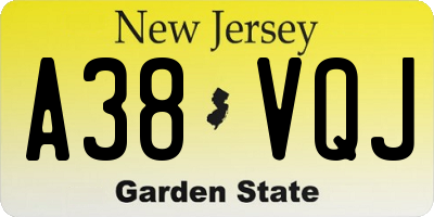 NJ license plate A38VQJ