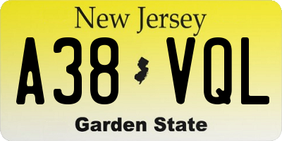 NJ license plate A38VQL