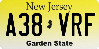 NJ license plate A38VRF
