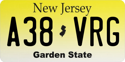 NJ license plate A38VRG