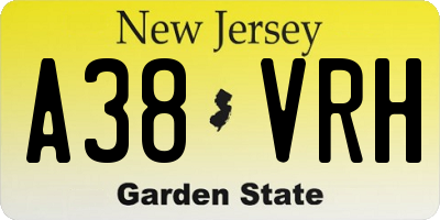 NJ license plate A38VRH