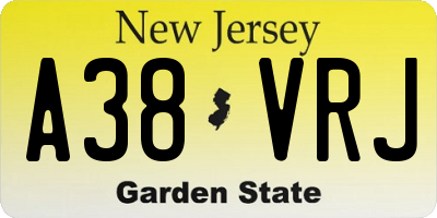 NJ license plate A38VRJ