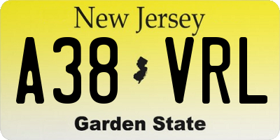 NJ license plate A38VRL