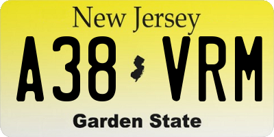 NJ license plate A38VRM
