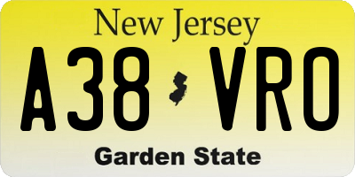 NJ license plate A38VRO