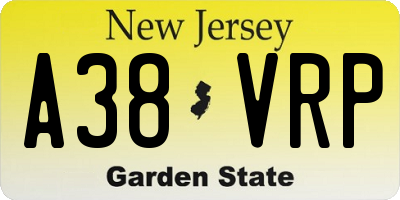 NJ license plate A38VRP
