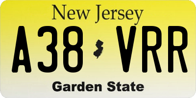 NJ license plate A38VRR
