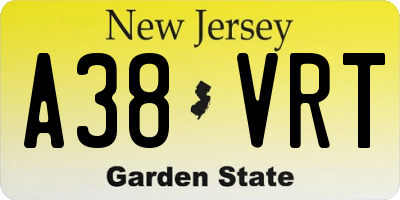 NJ license plate A38VRT