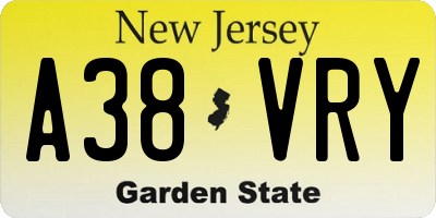 NJ license plate A38VRY