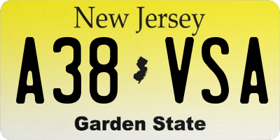 NJ license plate A38VSA