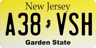 NJ license plate A38VSH