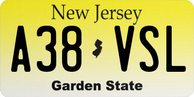 NJ license plate A38VSL