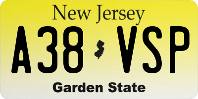 NJ license plate A38VSP