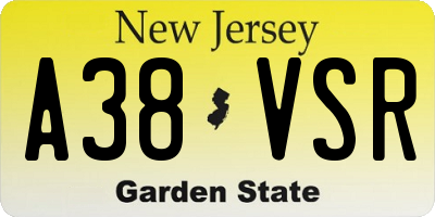 NJ license plate A38VSR