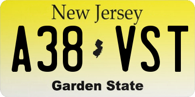 NJ license plate A38VST