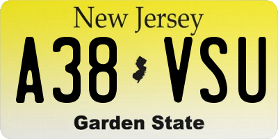 NJ license plate A38VSU