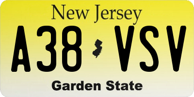 NJ license plate A38VSV