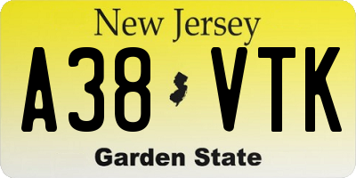NJ license plate A38VTK